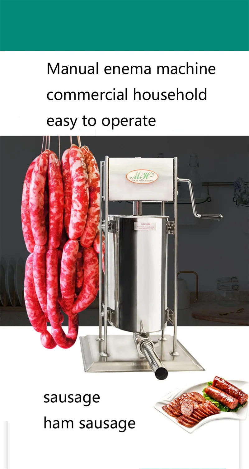 10L 15L Manual Sausage Stuffer Stainless Steel Sausage Maker Commercial Home Sausage Filling Machine  Sausage Filler Meat Tool