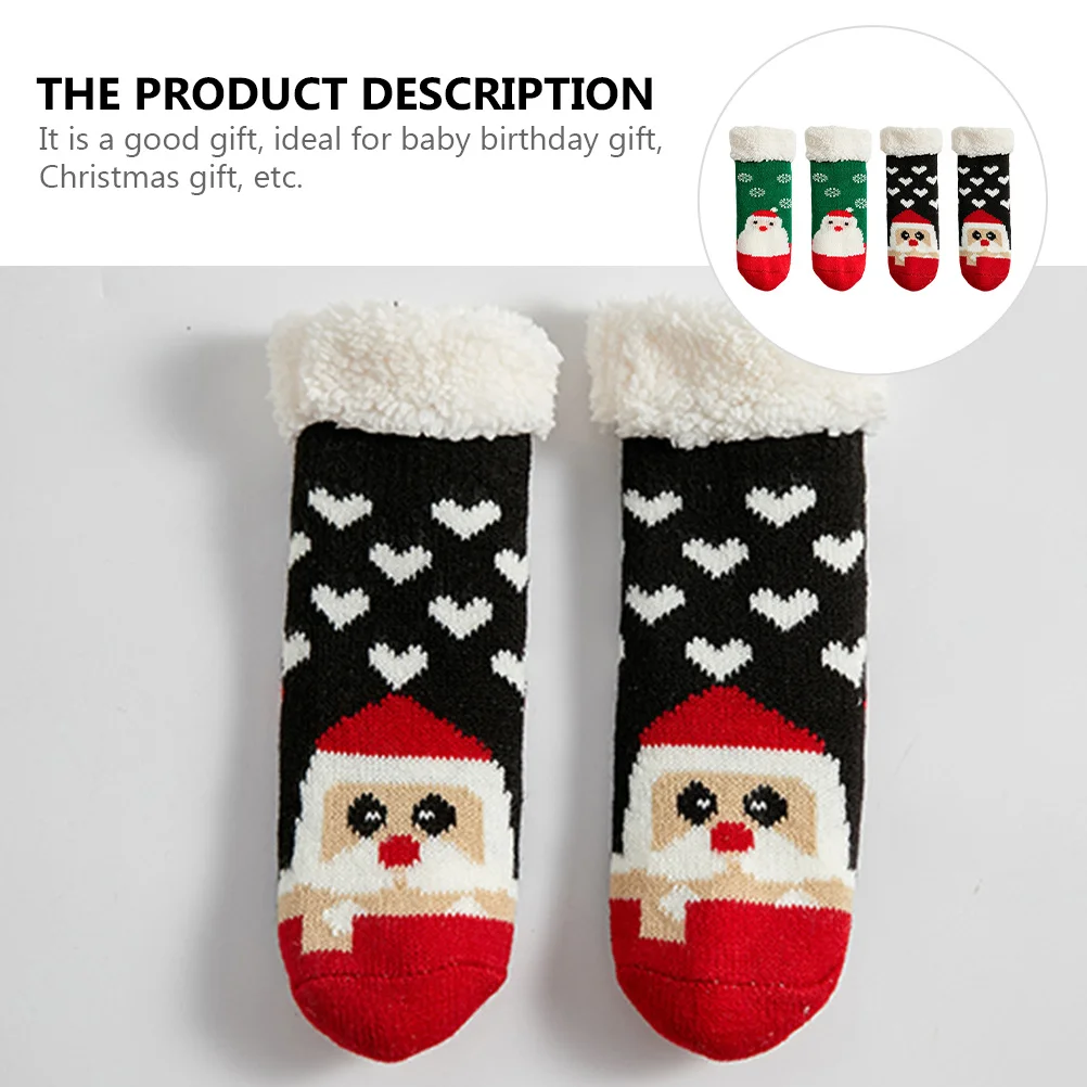 

Anti-Skid Baby Christmas Themed Thickened Toddler Floor Socks Non-Slip Warm Kids Socks For Indoor Party Decoration Xmas
