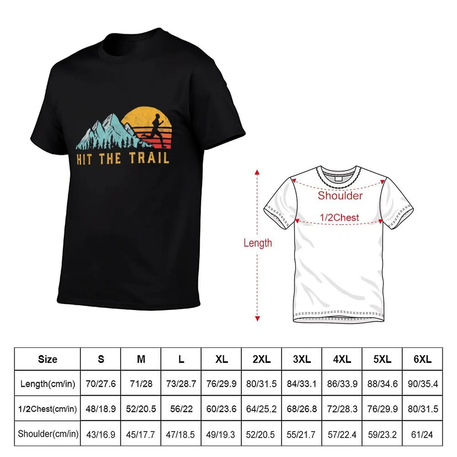 Hit the Trail, Runner - Retro Style Vintage Running T-Shirt Luxury man Aesthetic clothing t shirt men 100℅ cotton