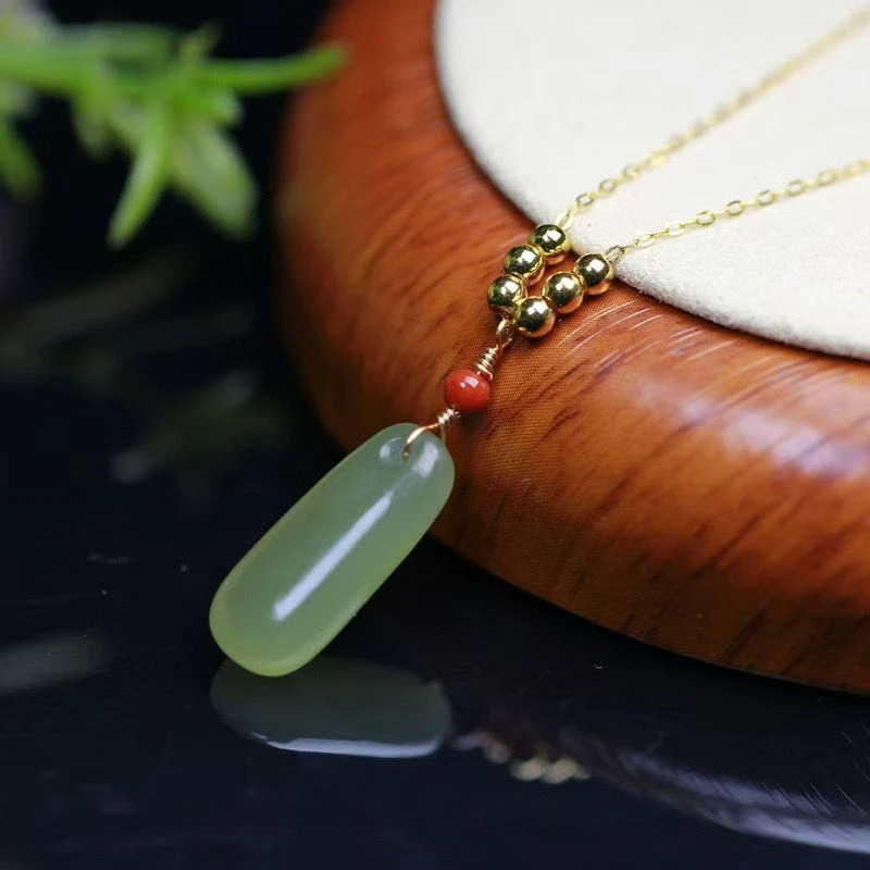 Vintage Hotan Jade Water Drop Necklace, Exquisite 925 Silver Necklace, Ethnic Style Jewelry, Auspicious Jewelry, Gift