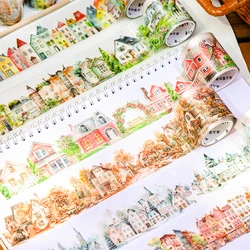 Journal GO 4.5x200cm Dream Town House Tape Stickers Scrapbooking Decor Photo Album Collage Junk Journal Aesthetics Sticker