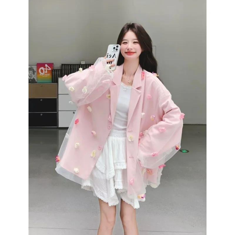 

Loose Fit Floral Suit Jaet Korean Sle Me 300 Pou Large Size Men's Casual Spring Autumn Seasonal Faionable Jaet