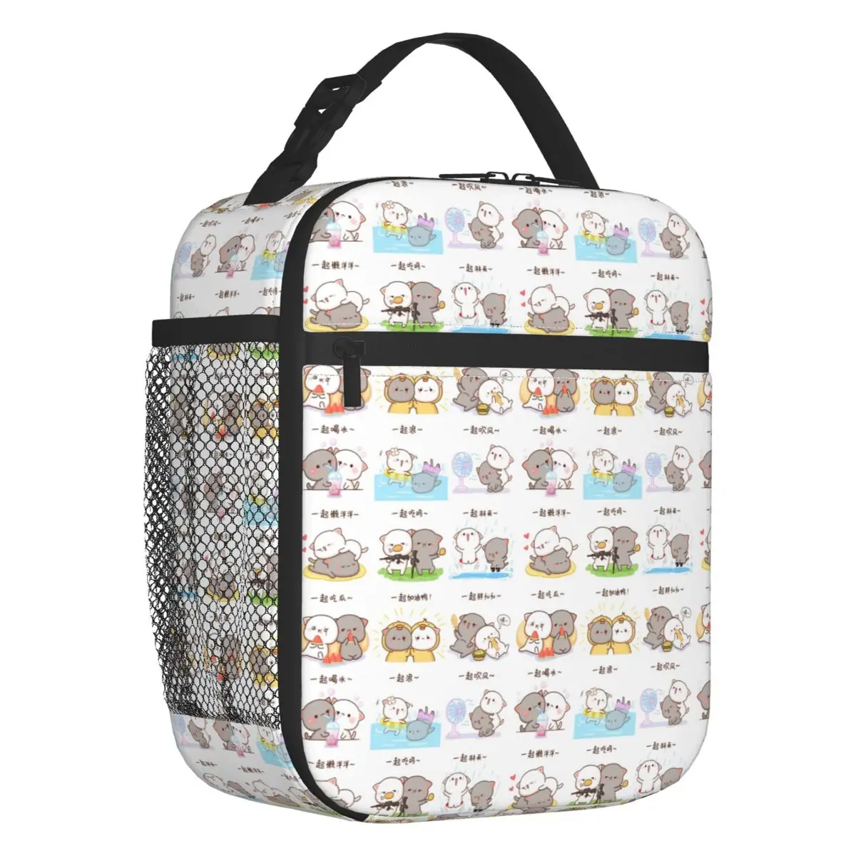 Custom Peach And Goma Collage Lunch Bag Women Warm Cooler Insulated Lunch Box for Student School