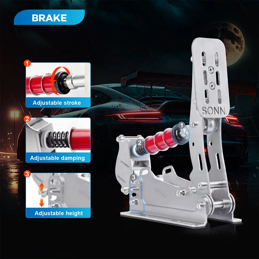 PRO-P3 SIMSONN PRO Pedals PC Gaming Racing Steering Pedals Simulator Pressure Sensor 200KG Load Cell Brake