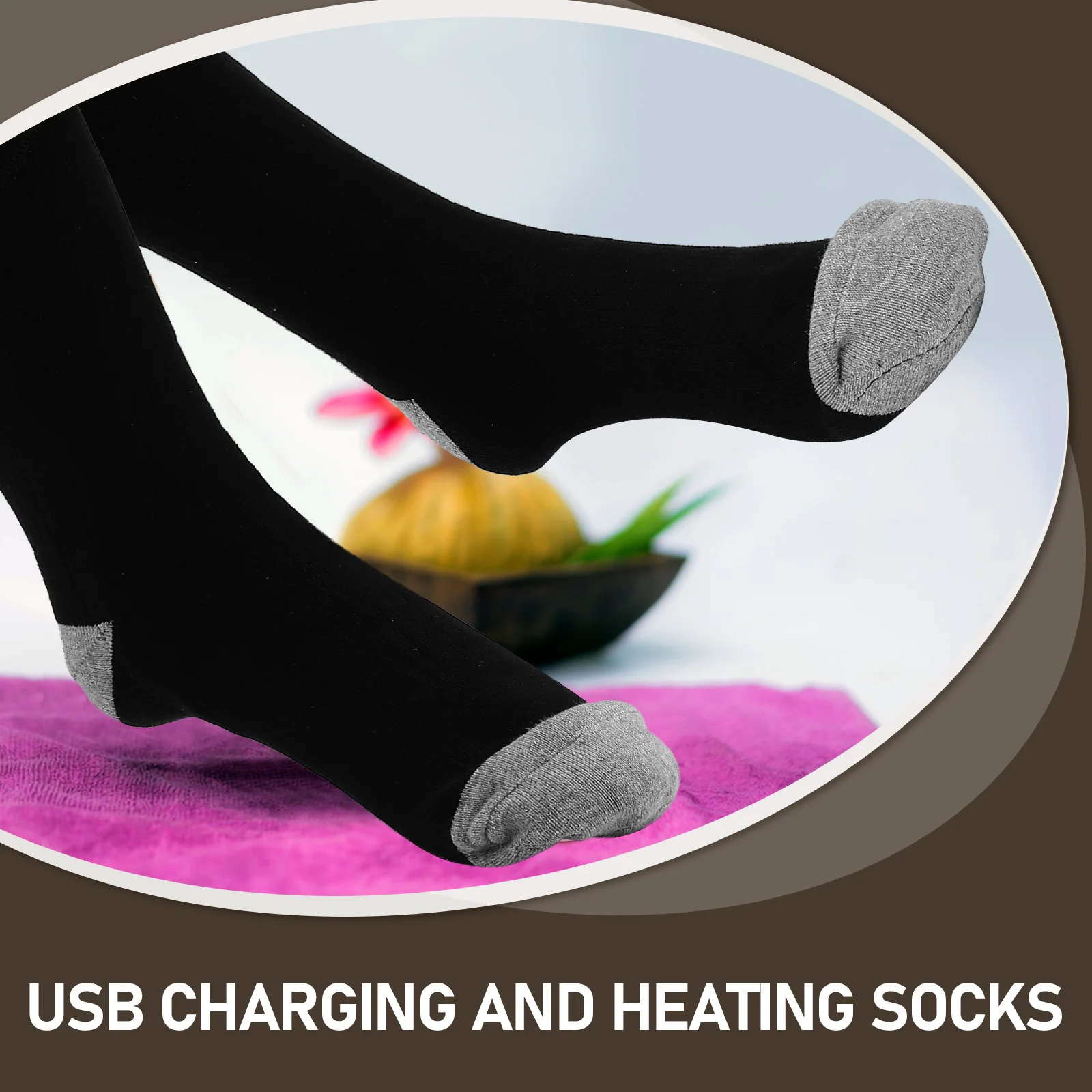 

1Pair Cotton Men Heating Socks Rechargeable Electric Thick Stockings Skiing Walking Traveling USB Warm Footwear Winter