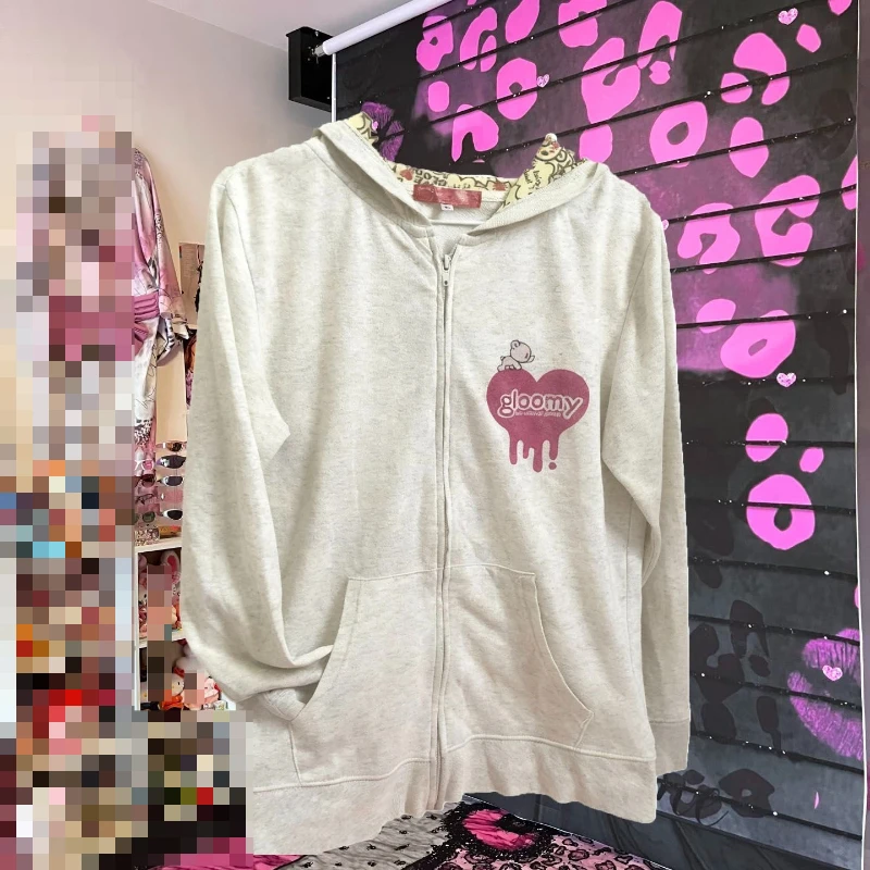 Y2K Harajuku Sweet Edgy Vampire Gloomy Bear Graphic Print Hoodie Women Oversized Loose Fit Ear Hood Casual Streetwear Sweatshirt - view 2