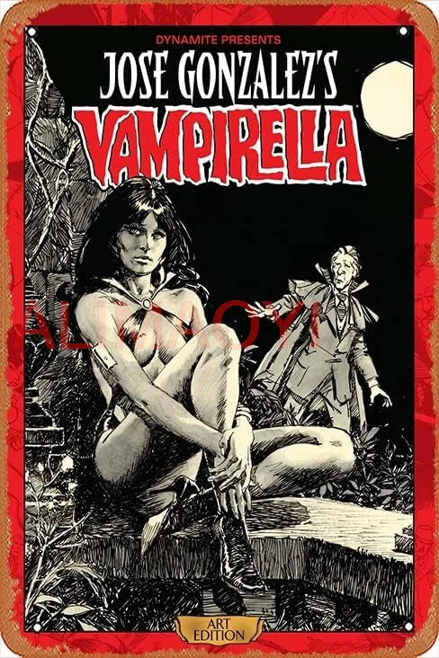Zuhhgii Retro Anime Metal Tin - JOSE GONZALEZ VAMPIRELLA ART ED HC - Cartel de película de estaño de metal de dibujos animados para música, cafetería, bar, bonito
