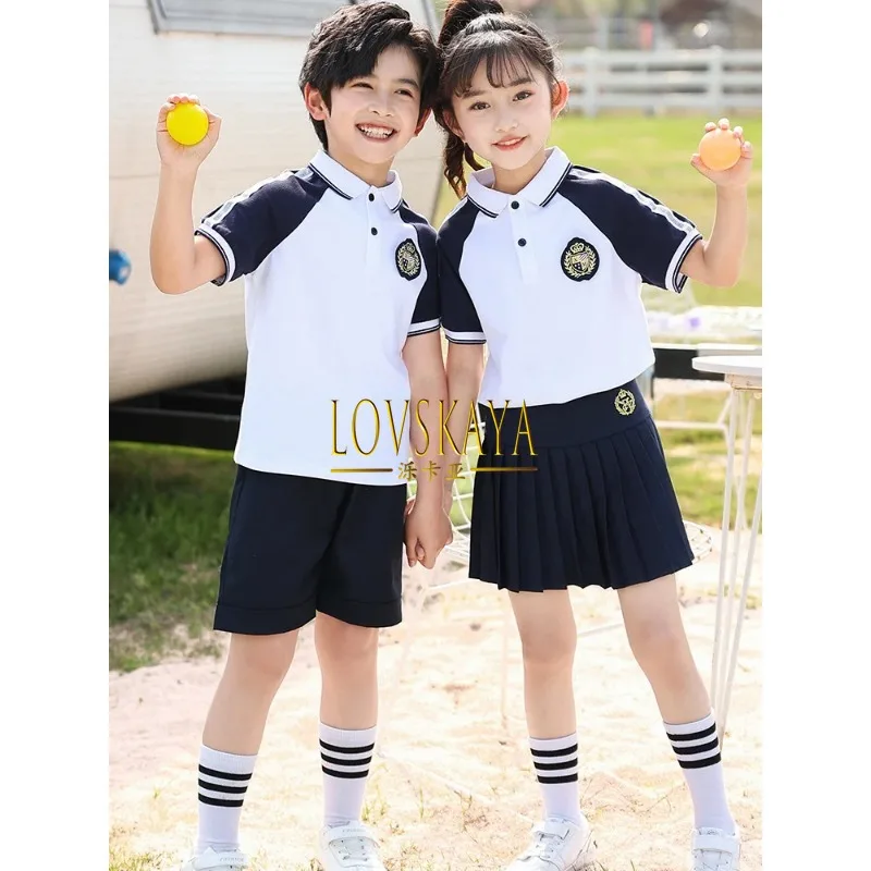 Ropa Deportiva Escolar de manga corta para niños, uniforme de clase, uniforme de escuela primaria, traje de verano