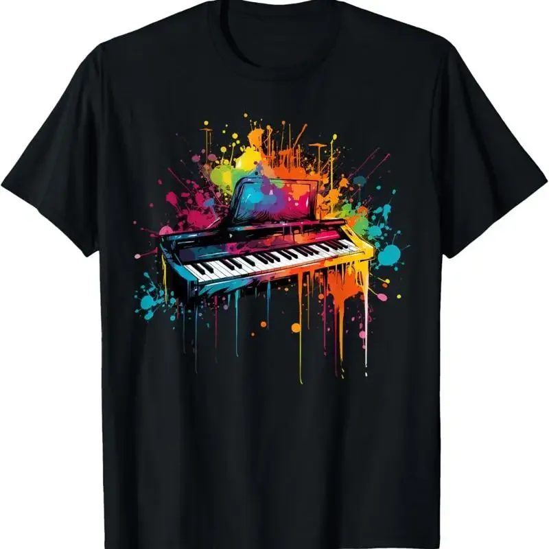 Keyboard Instrument On Colorful Painted T Shirt