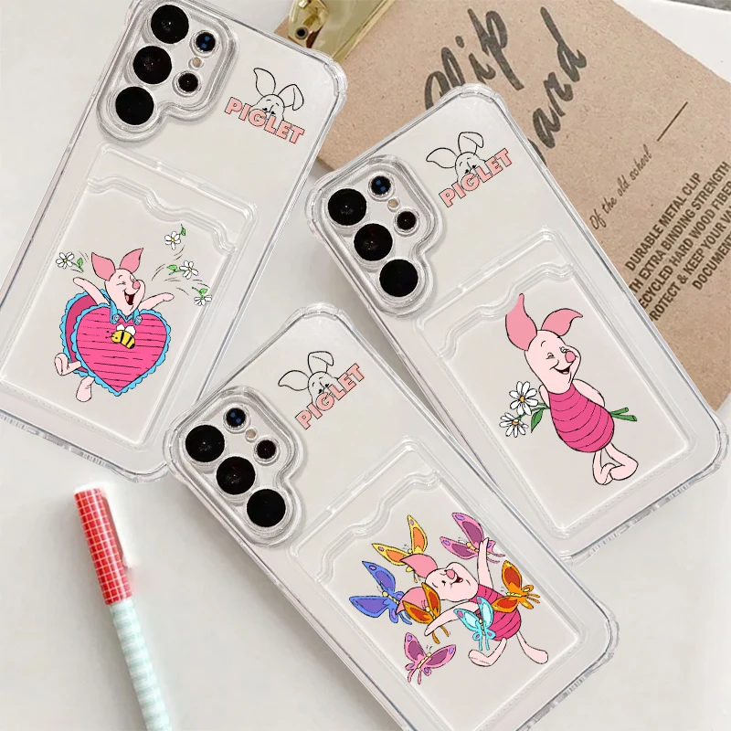 Piglet Disney Cartoon Fashion For Samsung A73 A72 A54 A71 A52 A53 A32 A22 A14 A13 A23 5G Photo Card Bag Transparent Funda