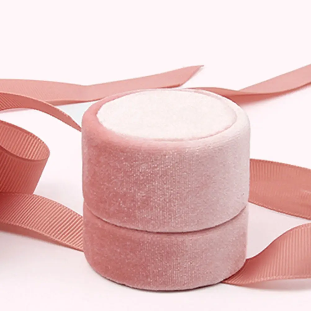 

Розовая коробка для колец размера L с лентой, модный контейнер для хранения ювелирных украшений для женщин, подарок на помолвку, День святого Валентина, футляр для колец для женщин