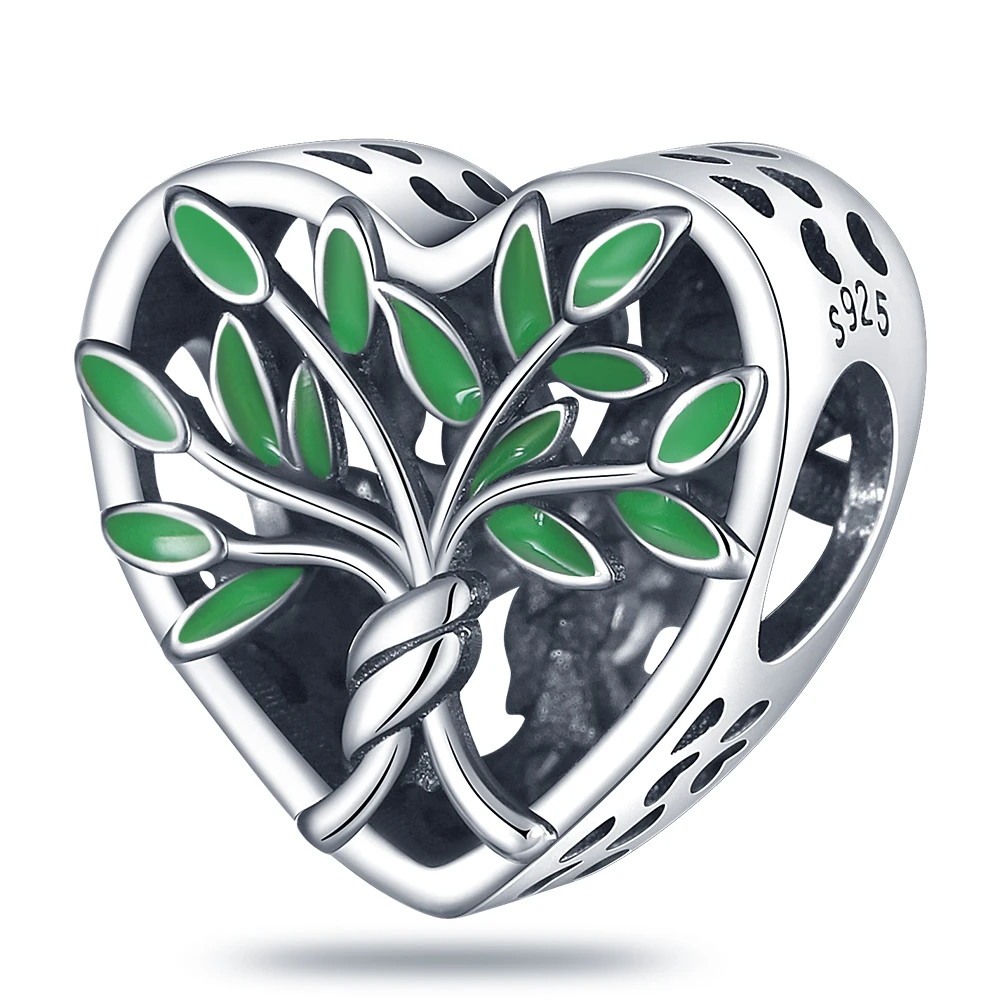 925 Silver Green Series albero di cocco a quattro foglie di erba Cactus Bird Pavé Sparkling Bead Fit Original Pandora Charm bracciale Jewelry