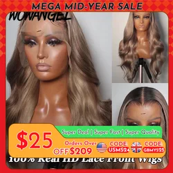28 Zoll Aschblonde Körperwelle Echthaar-Perücke mit Spitze vorne, schmelzende Skins, Ombre-farbige Perücken, 13 x 6 volle Spitze-Frontal-Perücke, ohne Kleber