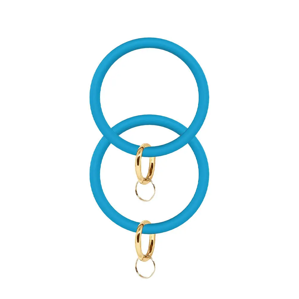Silicone Wristlet Keychain 2 Pack Large Ring Alloy Circle Bracelet Bright Color Gift for Women