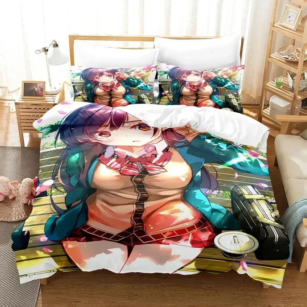 Anime Rent-A-Girlfriend Chizuru Bedding Set Boys Girls Twin Queen Size Duvet Cover Pillowcase Bed Kids Adult Home Textile