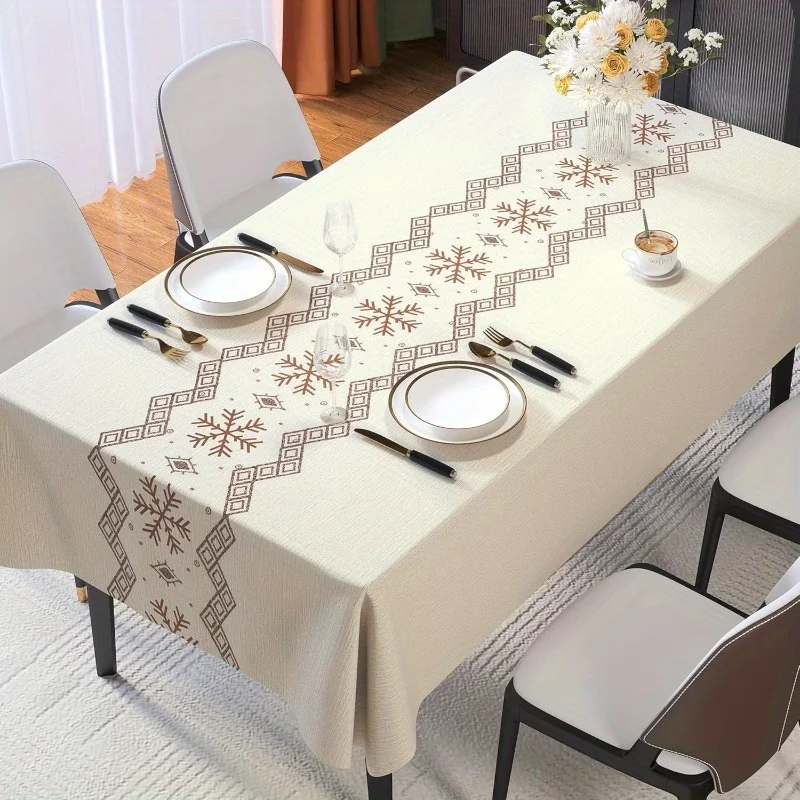 VIKAMA Scandinavian Ins Style Snowflake Geometric Rectangle Tablecloth Waterproof Household Restaurant Tablecloth Table Decor