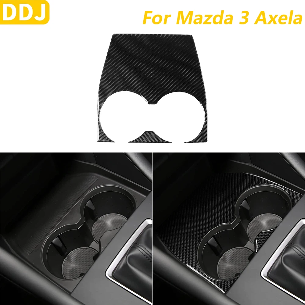 

Real Soft Carbon Fiber Central Gear Shift Water Cup Holder Panel Trim Cover For Mazda 3 Axela 2019-2026 Interior Accessories