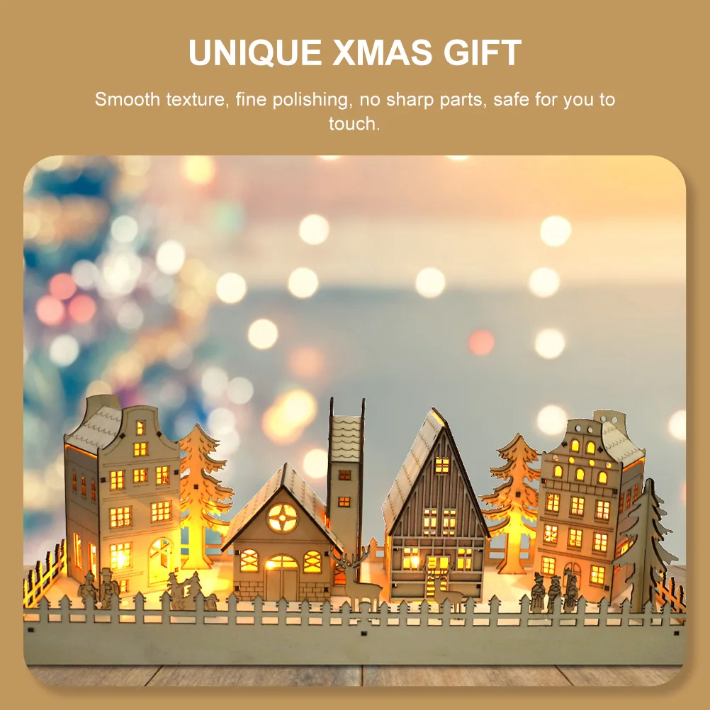 

Christmas Wooden House LED naments Mini Glowing Xmas Decor Tabletop Adorn Unique Holiday Gifts Soft Lighting Festive Atmosphere