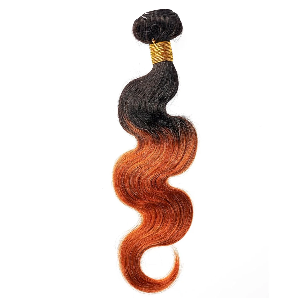 T1b/350 أومبير الزنجبيل الملونة الجسم موجة حزم مع HD إغلاق الشعر البشري 3/4 حزم مع إغلاق البرازيلي عذراء الشعر 8-30 #4
