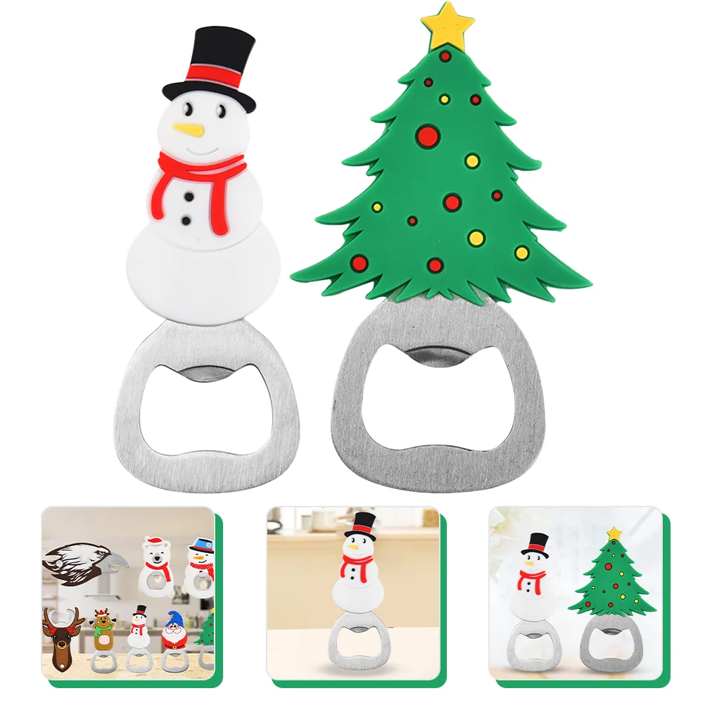 2 Pcs Christmas Presents Bottle Opener Cartoon Tool Party Favors Creative Manual Beer