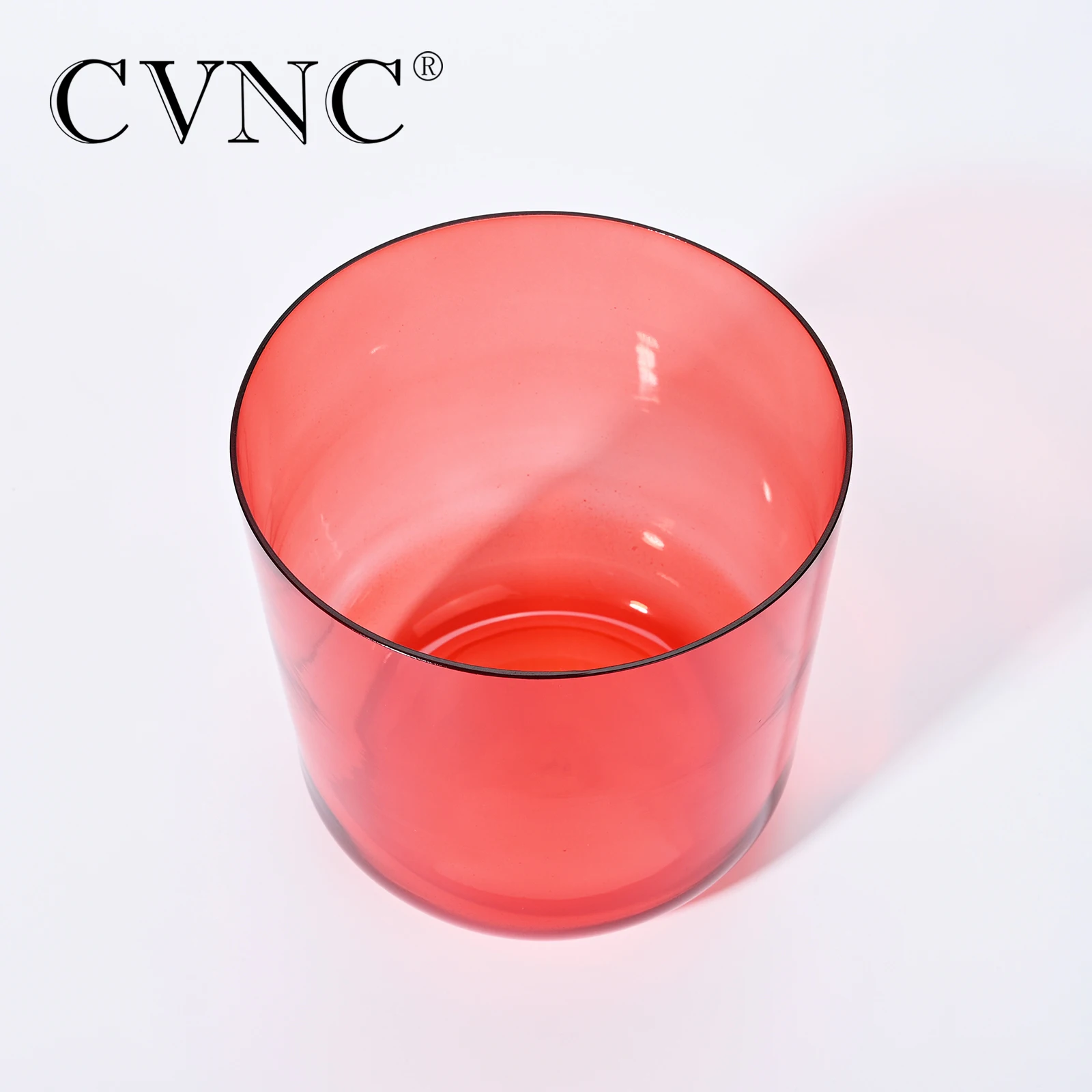 CVNC 6 Inch C Note Red 440/432hz Colored Alchemy Clear Quartz Crystal Singing Bowl for Sound Healing and Meditation with Mallet