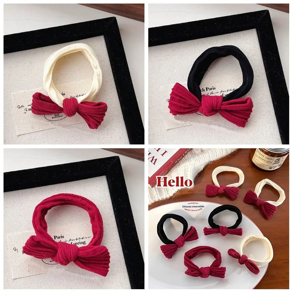 Bowknot ano novo elástico faixa de cabelo de pelúcia ano novo hairpin arco vermelho corda de cabelo crianças presentes decoração de ano novo