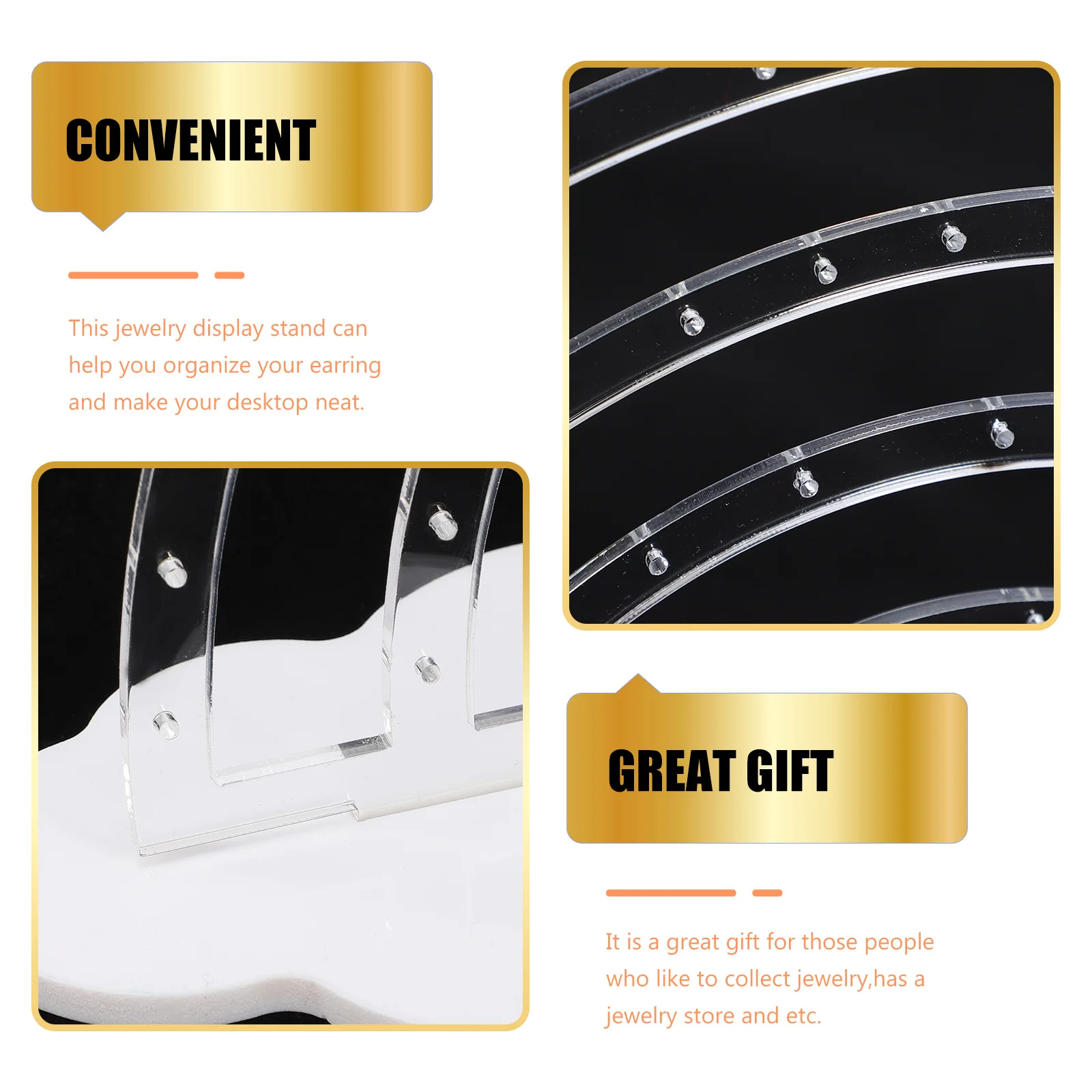 

2Pcs Rainbow Earring Stand Organizer Premium Material Simple Design Space Efficient Desk Counter Jewelry Display