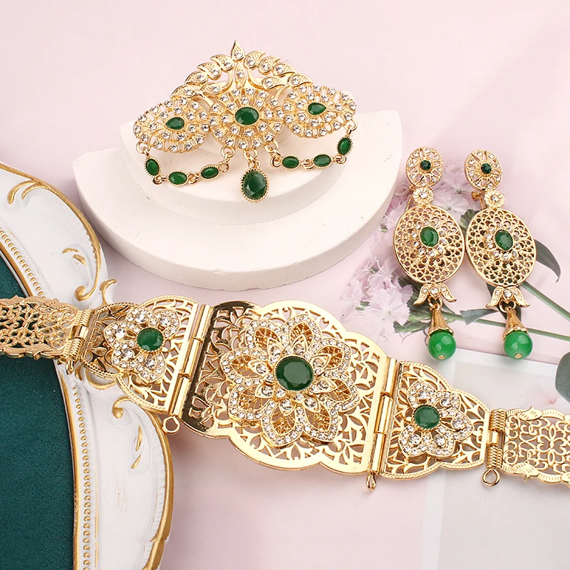 Chic Algeria Bridal Jewelry Set Robe Belt Brooch Earrings Moroccan Women Wedding Jewelry Accessories for Women Woman Sets Luxury