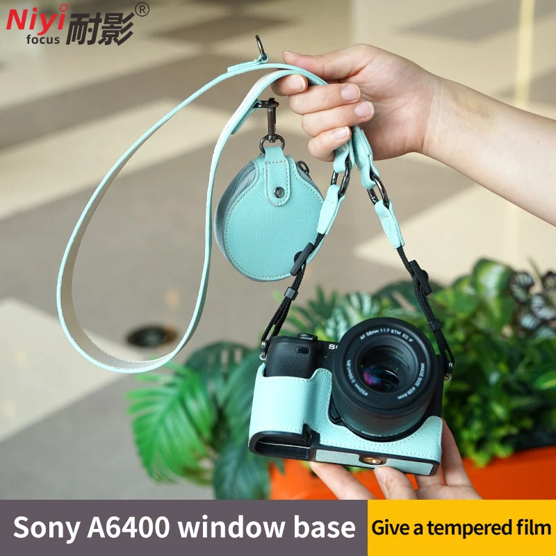 Сумка для камеры, кожаный получехол для камеры Sony ZVE10 A6400, защита корпуса камеры, отверстие для аккумулятора с закаленной пленкой, устойчивый к царапинам