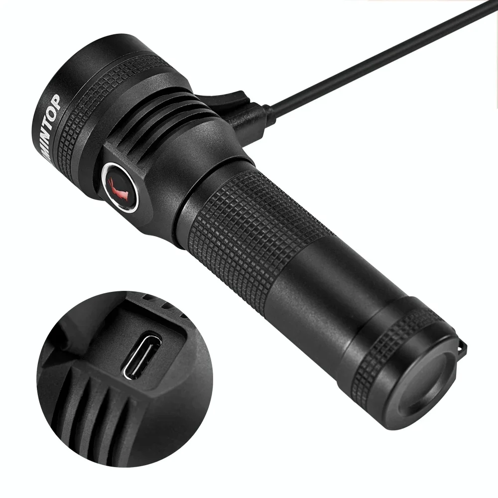 Lumintop D2 Rechargeable EDC Powerful Flashlight 1000 Lumens Magnetic Tail LED Torch Type-C Outdoor Lighting by 21700 Battery