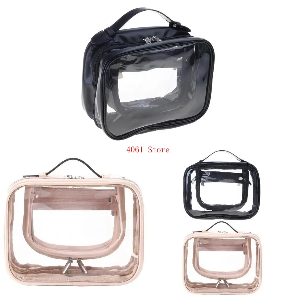 

Transparent Makeup Bag Double Layered Waterproof for Travel Essential