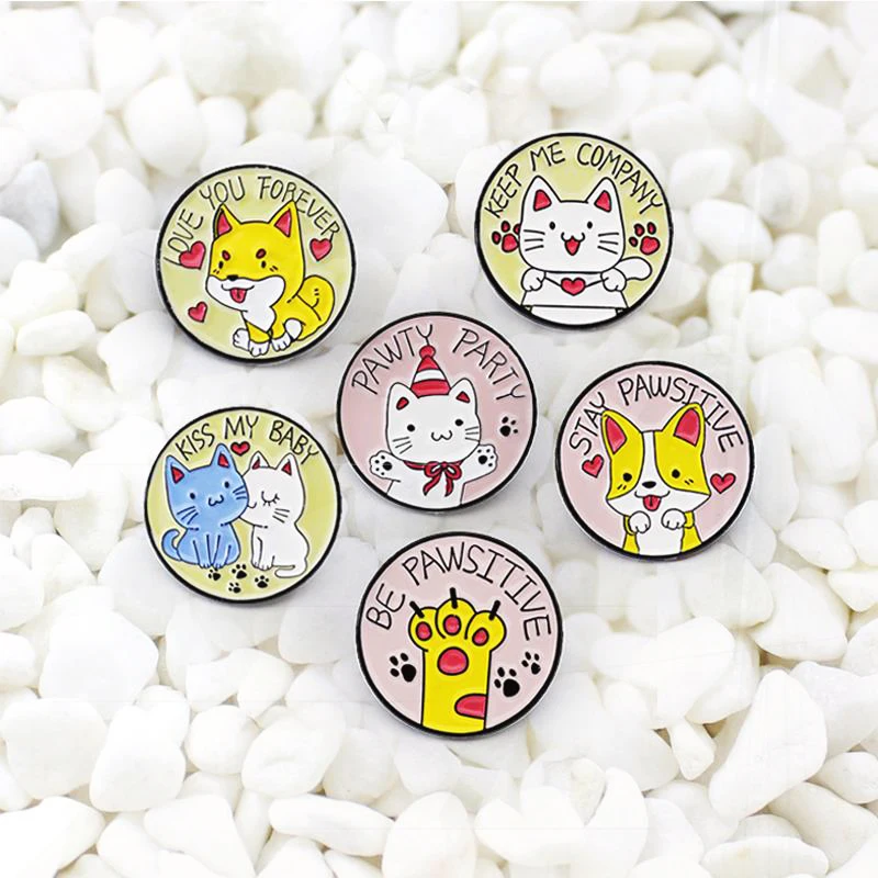 Kitten Foot Love Cat Dog Club Animal Custom Pines Bag Lapel Badge Jewelry Gift Cute Cat Dog Pet Claw Enamel Pins Corgi Dog