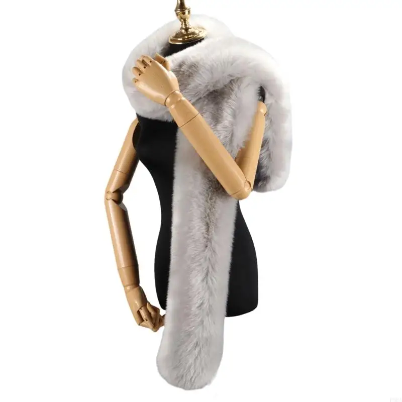 P88A Furry Plush Scarf for Women Girl Neck Warmer Street Photo Neck Wrap Collar Shawl