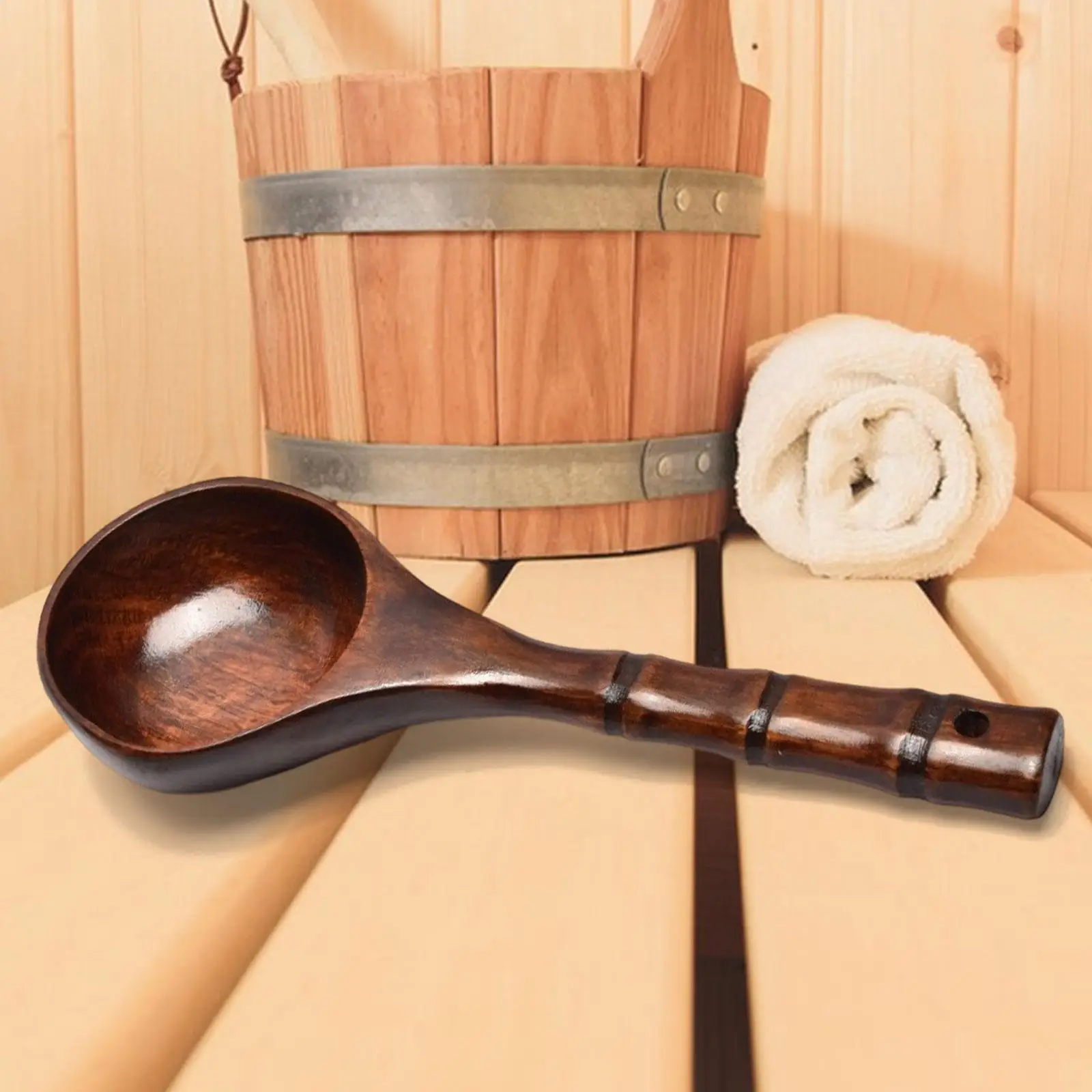 Sauna Water Dipper Wooden Ladle Spoon Simple Aesthetic Lightweight Sturdy Practical Bathing Accessory for Sauna Room