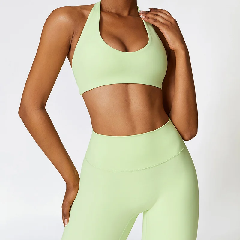 Comprehensive Training Workout Clothes Sports Bra 2pc High Waist Legging Sexy Solid Color Women Suit Soft Gym Yoga Set