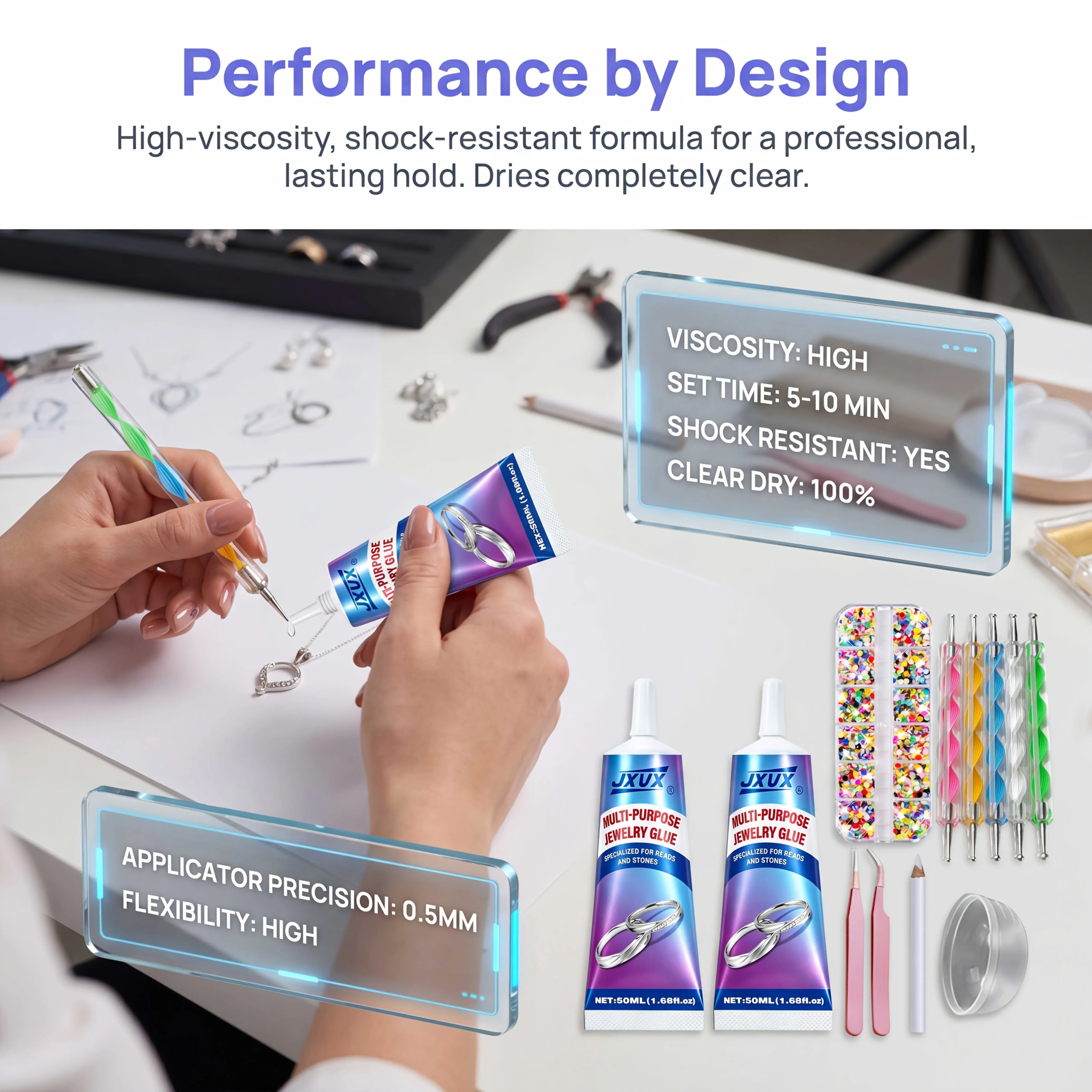 B-7000 Professional Jewelry Adhesive: Ultra-Strong, High-Viscosity, Clear, Waterproof, Multi-Purpose Adhesive