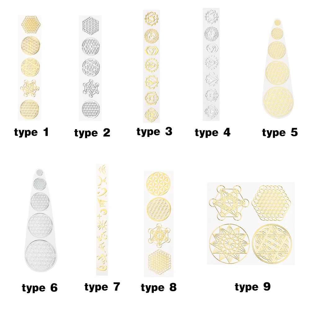 Materiał do wyrobu biżuterii piramida wieża energetyczna geometryczny kwiatowe naklejki życie wzór drzewa joga uzdrawianie 7 naklejek czakry