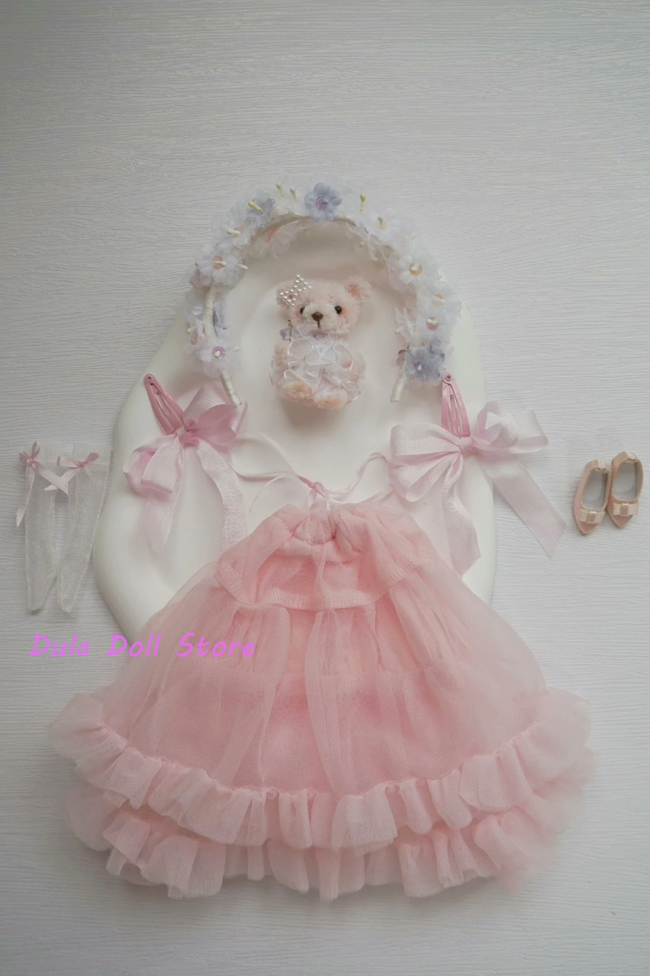 

Dula Doll Clothes princes Blythe 2026 Handmade Pink dreamy doll gauze dress for ob24 ob22 Diandian Azone 1/6 Doll Accessorie