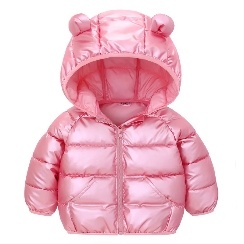 Winter Girl Hooded Jacket With Cute Ears Autumn Slim Cotton Coat 2-6Year Warm Down Light Down Coat 2024 Baby Boys Girl Outerwear