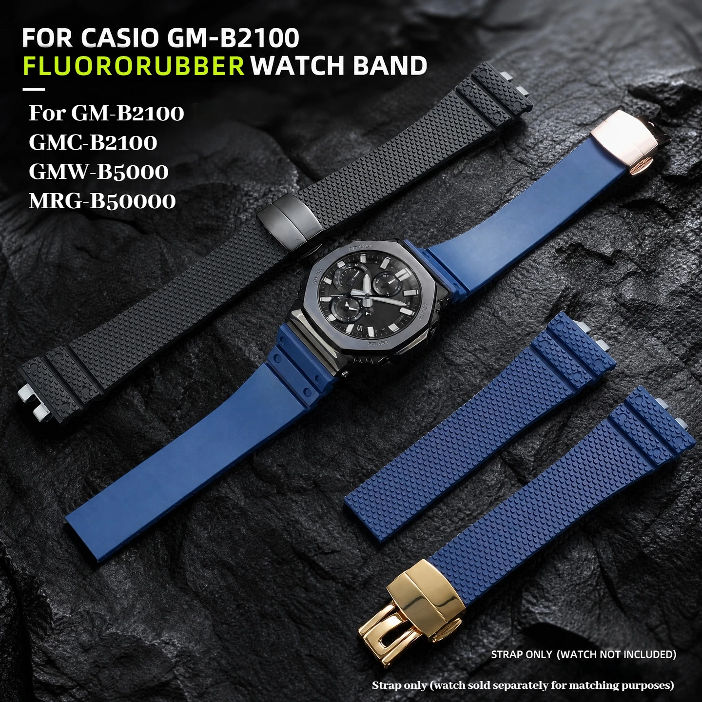 For Casio GM-B2100 MRG-B5000 GMW-B5000 Sport Waterproof FKM Watch Strap GMB2100 GMC-B2100 Outdoor Fluororubber Soft Watch Band