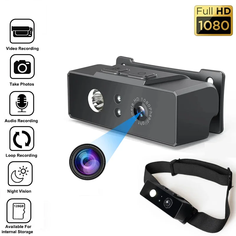 

HD 1080P фонарь камера для съемки фотографий Видеозаписывающее Устройство для спорта на открытом воздухе DV носимые микро-видеокамеры SD карта циклическая запись