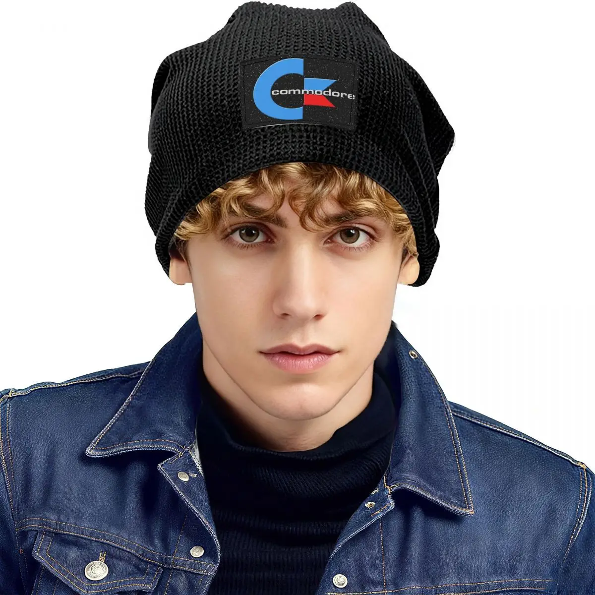 Commodore 64 Go Back To Your Childhood Waffle Knit Fleece Lined Beanie with PU Leather Patch Unisex Warm Winter Soft Cap