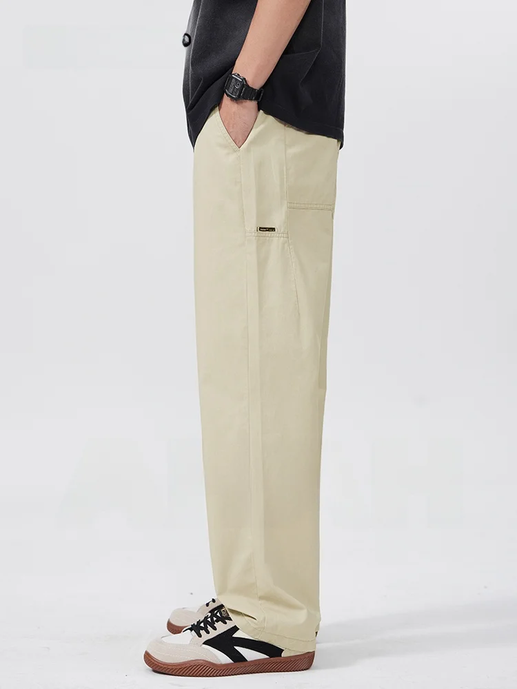 

AHAH, свободные повседневные брюки цвета хаки в американском стиле, мужские новые длинные брюки с прямыми штанинами 2025 года, модные брендовые молодежные хлопковые брюки Vitali Sle