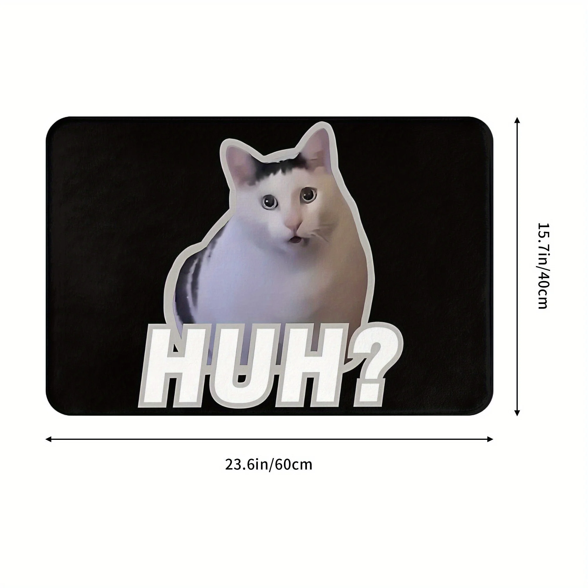 Funny Cat Huh Question Mark Doormat Pet Lover Welcome Mat Cute Novelty Entrance Mat Wipe Shoes Decoration Gift for Home Indoor O
