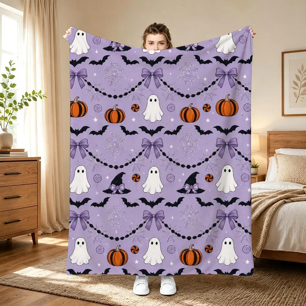 Cute Halloween Ghost Garland Throw Blanket for Home Bedroom Bed Sofa Children's Soft Blanket Cute