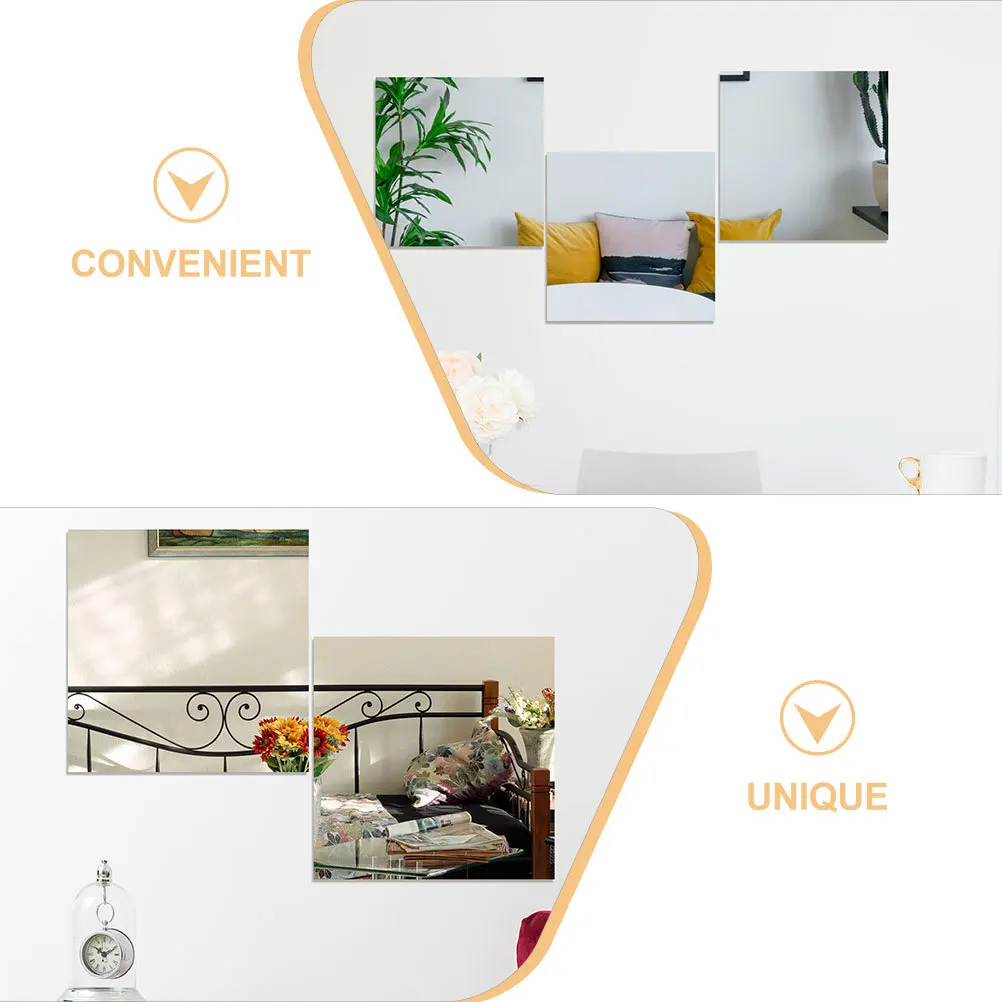 

6 Pcs Mirror Decorations Stickers Decals Peel and Mirrors Self Adhesive PET Decorative Wall