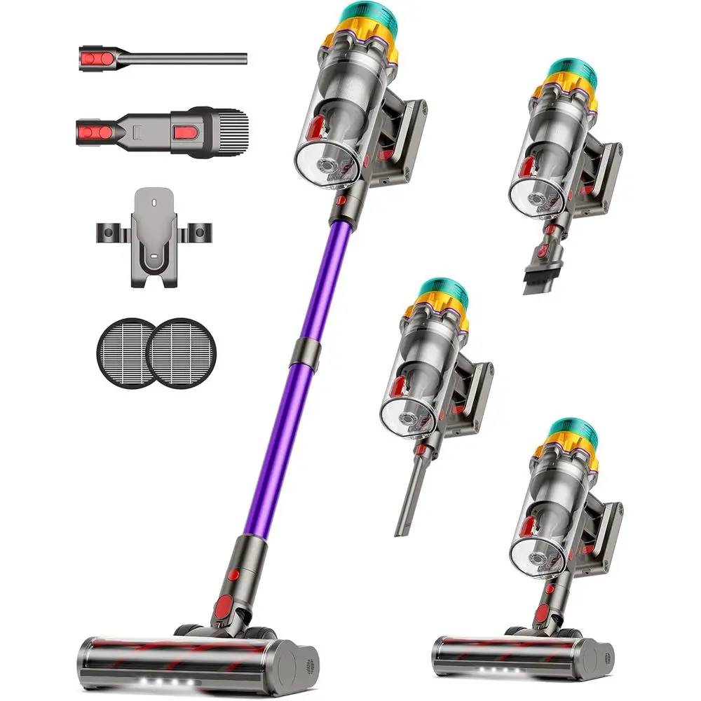 

50KPA 65Mins XL Dust Cup Vacuum Cleaners, Stick Vacuum with Anti-Brush, LED Display, Self-Standing, Suitable for Hardwood Floors