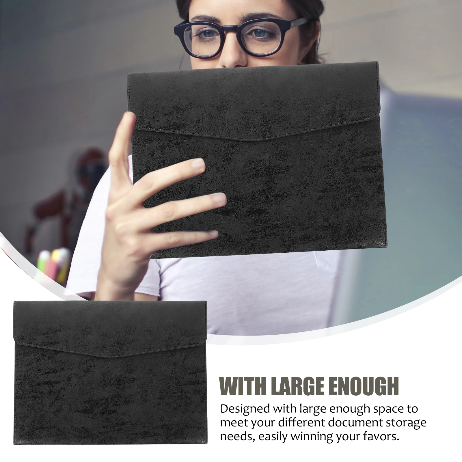 

Business File Bag Black Pu Folders Paperwork Colored Large Space Document Storage Office Organizer Travel Folder Safe Home Files