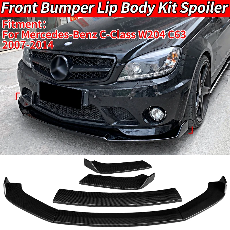 

For Mercedes-Benz C-Class W204 C63 2007-2014 Car Body Kit Front Bumper Splitter Lip Spoiler Diffuser Deflector Accessories ABS