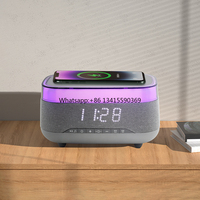 2024 New Multifunction Chargers RGB Led Night Light 15w Fast Wireless Charger Blue Tooth Music Speaker with Alarm Clock